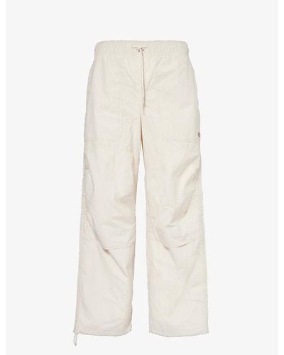 Dickies Fishersville Brand-patch Wide-leg Relaxed-fit Cotton Trousers - Natural