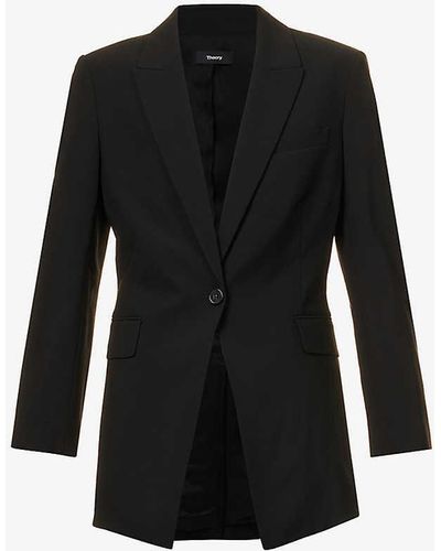 Theory Etiennette Single-breasted Relaxed-fit Wool-blend Jacket - Black