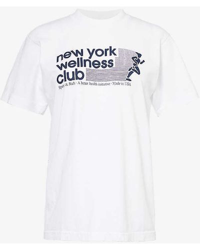 Sporty & Rich Wellness Club Short-sleeve Cotton-jersey T-shirt - White