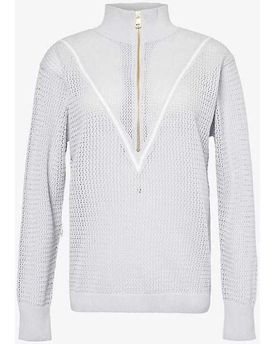 Varley Calva Quarter-zip Cotton Knitted Jumper - White