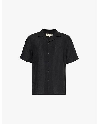Marané Camp-collar Regular-fit Linen Shirt - Black