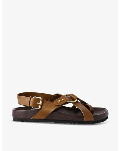 Soeur Mexico Crossover-strap Leather Sandals - Brown
