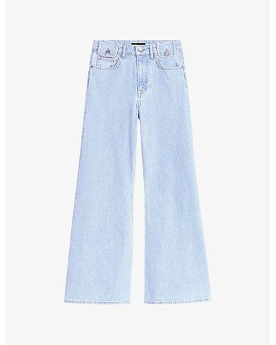 Maje Wide-leg High-rise Stretch-denim Jeans - Blue
