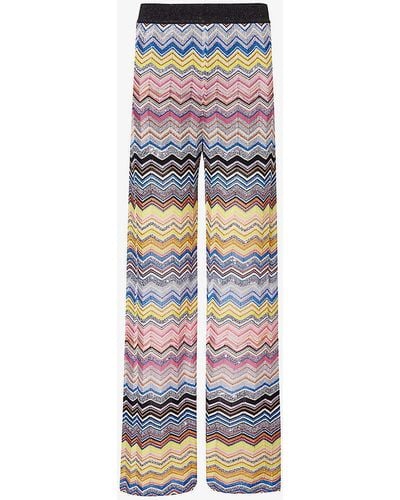 Missoni Chevron-stripe Wide-leg Mid-rise Knitted Trousers - Multicolour