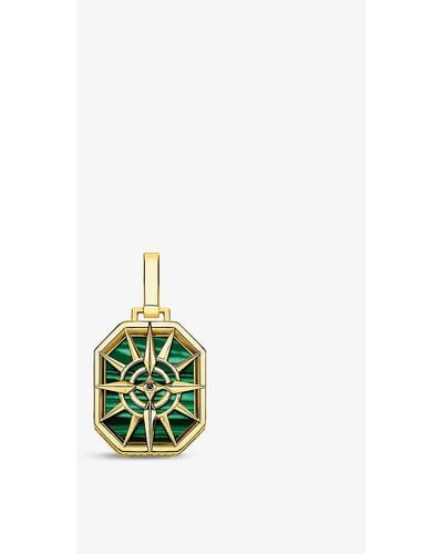 Thomas Sabo Rebel At Heart Compass Star 18ct Yellow Gold-plated Sterling Silver, Zirconia And Malachite Pendant - Green