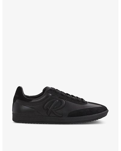 Reiss Alba Logo-embroidered Low-top Leather Sneakers - Black