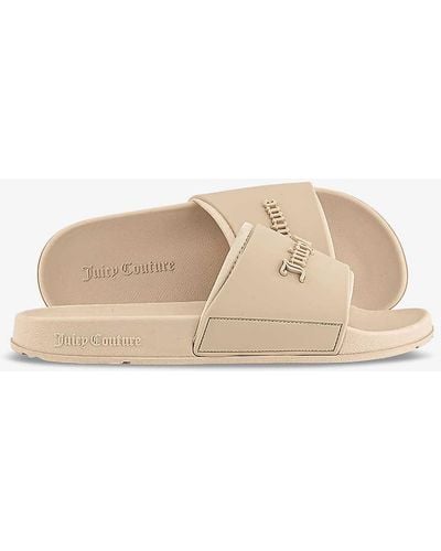 Juicy Couture Breanna Logo-embossed Rubber Sliders - Natural