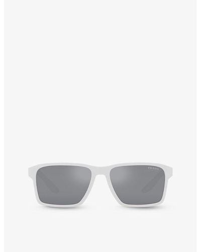 Prada Linea Rossa Ps 05ys Rectangle-frame Acetate Sunglasses - Gray