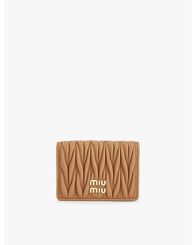 Miu Miu Brand-plaque Leather Cardholder - Brown