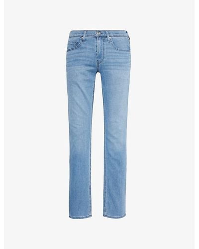 PAIGE Federal Faded-wash Slim-leg Mid-rise Stretch-denim Jeans - Blue