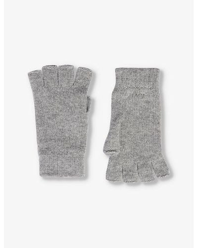 Johnstons of Elgin Fingerless Ribbed-trim Cashmere Gloves - Gray