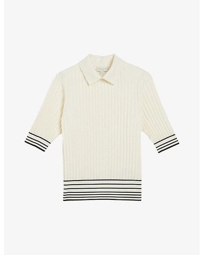 Ted Baker Morliee Puff-sleeve Knitted Sweater - White