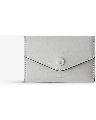 Mulberry Plaque-embellished Grained Leather Folded Wallet - White