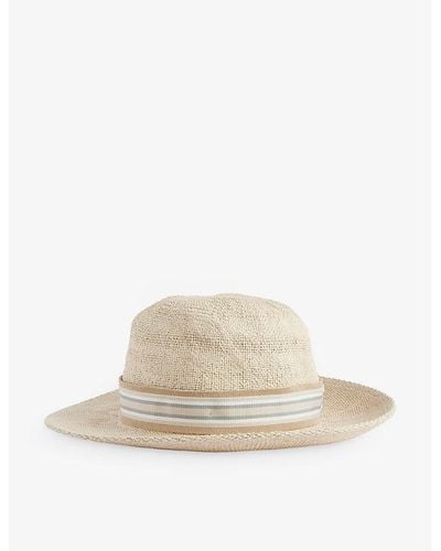 Eleventy Stripe-trimmed Paper-woven Hat - Natural