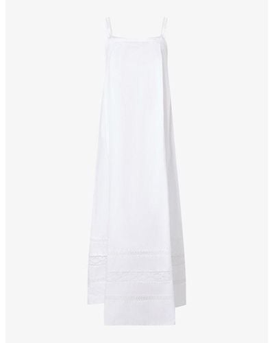 Soeur Avignon Embroidered Cotton Midi Dress - White
