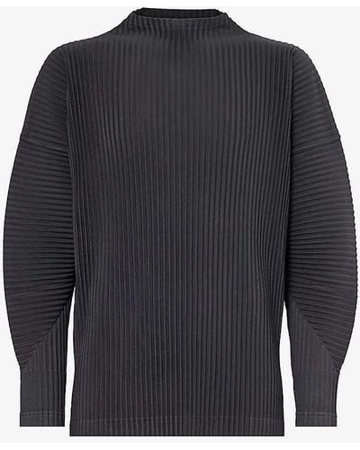 Homme Plissé Issey Miyake Pleated High-newoven Long-sleeved T-shirt X - Blue