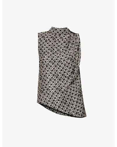IKKS Floral Geometric-printed Woven Top - Grey