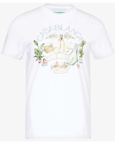 Casablancabrand Les Airs Graphic-print Organic Cotton-jersey T-shirt - White