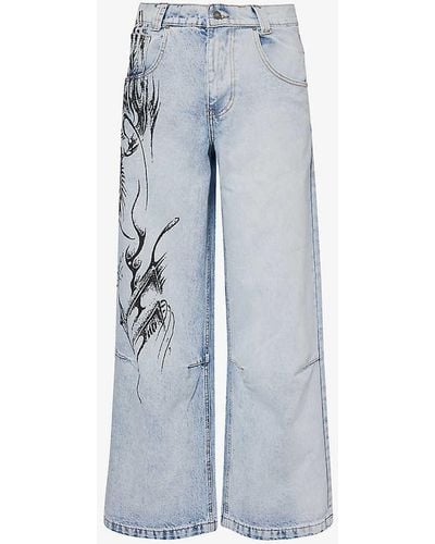 Jaded London Colossus Faded-wash Mid-rise Wide-leg Denim-blend Jeans - Blue