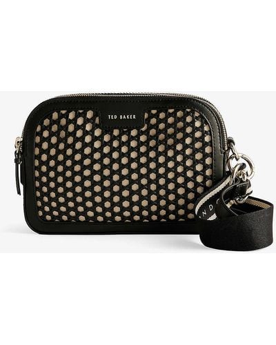 Ted Baker Iveta Woven Leather Crossbody Camera Bag - Black