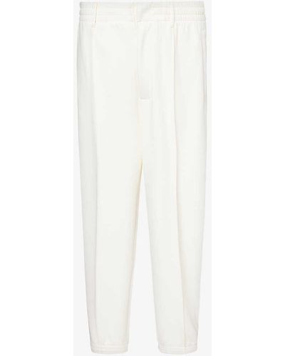 Emporio Armani Logo-plaque Tapered-leg Cotton-blend Jersey jogging Botto - White