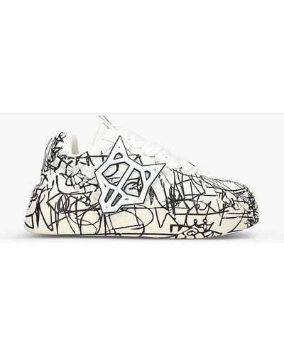 Naked Wolfe Kosa Scribble Patterned Leather Low-top Trainers - White