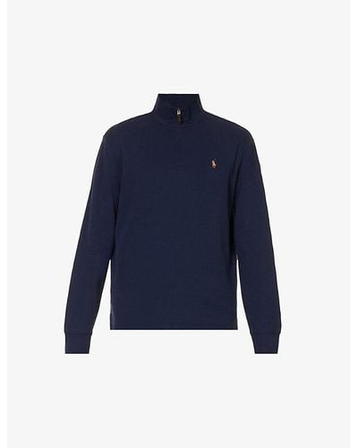Polo Ralph Lauren Logo-embroidered Funnel-neck Cotton Sweater - Blue
