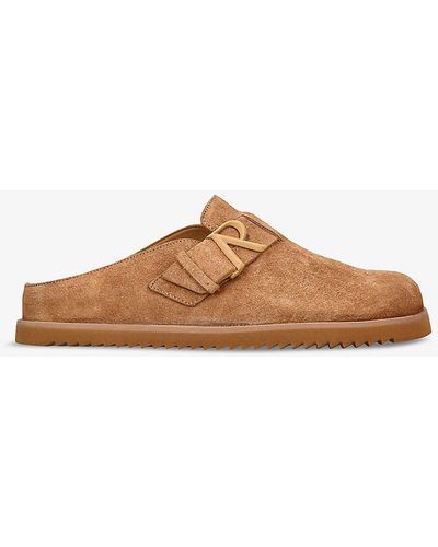 Represent Initial Backless Suede Mules - Brown