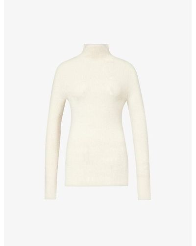 Lauren Manoogian High-neck Ribbed Alpaca Wool-blend Knitted Sweater - White