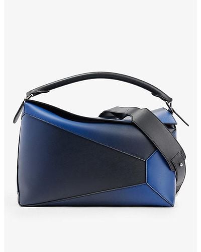 Loewe Vy Blue Puzzle Edge Large Leather Cross-body Bag