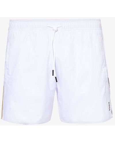 BOSS Logo-print Regular-fit Recycled-polyester Swim Shorts X - Blue