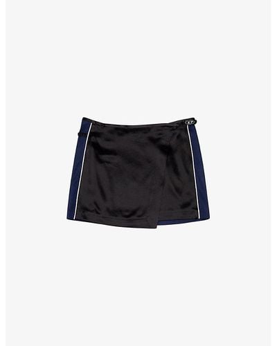 DIESEL O-kesselle Wrap-over Low-rise Woven Mini Skirt - Black