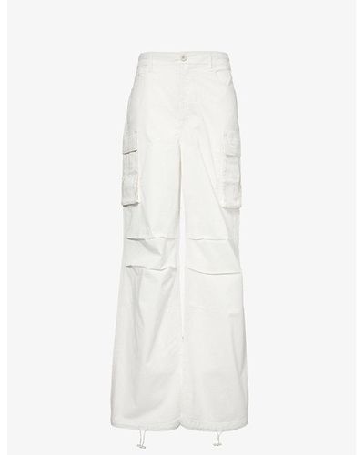 GOOD AMERICAN Drawstring-waist Wide-leg Mid-rise Stretch-cotton Trousers - White