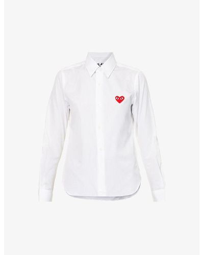 COMME DES GARÇONS PLAY Heart-appliqué Regular-fit Cotton Shirt - White