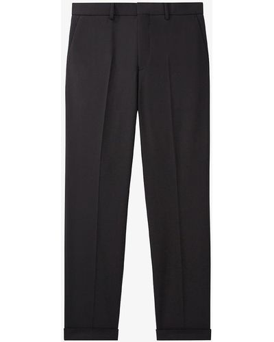 The Kooples Pleated Tapered-leg Mid-rise Stretch-wool Trousers - Multicolour