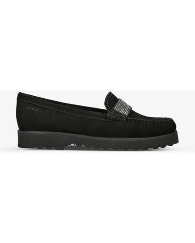 Carvela Kurt Geiger Essence Crystal-embellished Suede Loafers - Black