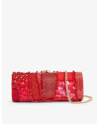 Cult Gaia Piper Embellished Clutch Bag - Red