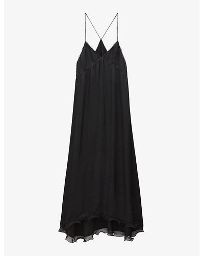 Filippa K Frill-trim Woven Maxi Dress - Black