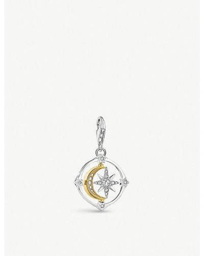 Thomas Sabo Compass Sterling-silver, 18ct Yellow-gold And Zirconia Charm - White