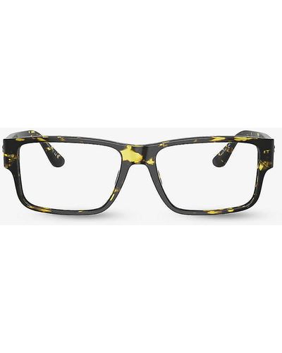 Versace Ve3342 Branded Rectangular-frame Plastic Glasses - Brown