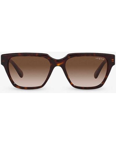 Vogue X Hailey Bieber Vo5512s Rectangle-frame Acetate Sunglasses - Brown