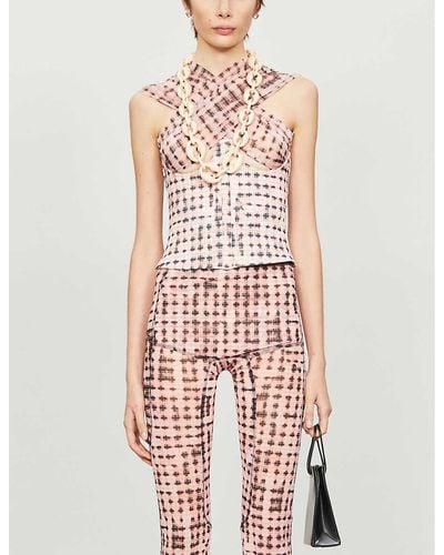 CHARLOTTE KNOWLES Anti Checked Stretch-woven Top - Pink