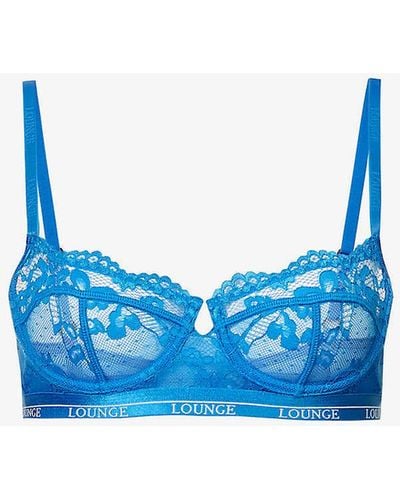 Lounge Underwear Blossom Stretch-lace Balconette Bra - Blue