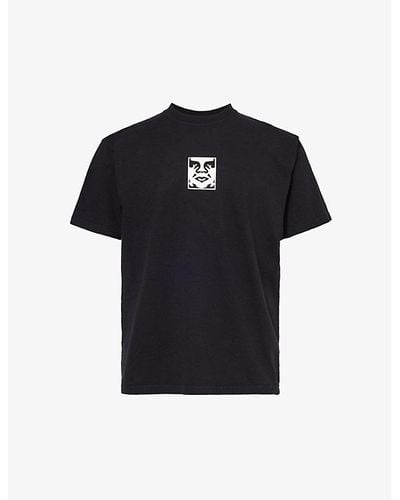 Obey Icon Logo-patch Cotton-jersey T-shirt - Black