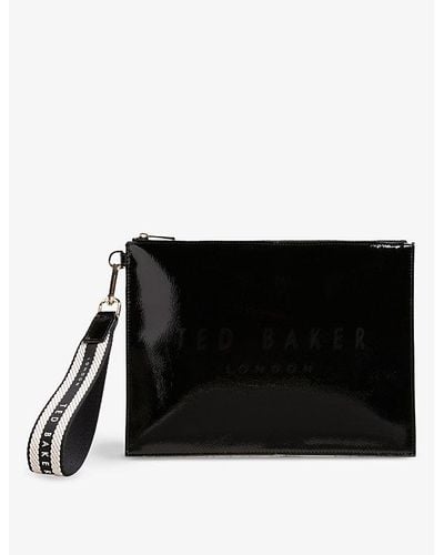 Ted Baker Bethans Patent Faux-leather Pouch - Black