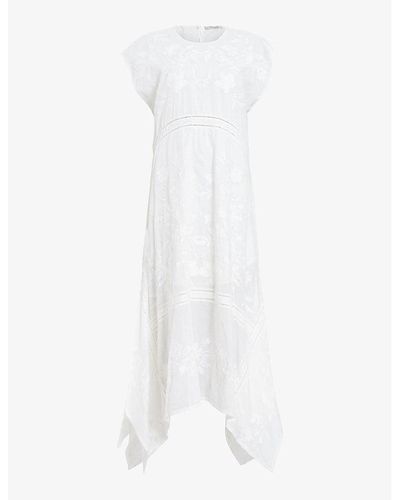 AllSaints Gianna Embroidered Cotton Maxi Dress - White