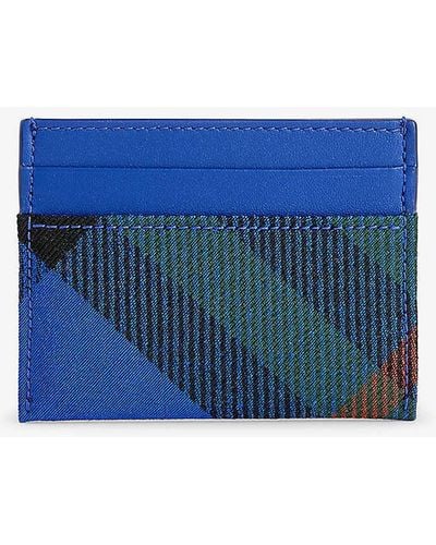 Burberry Check-pattern Woven Card Holder - Blue