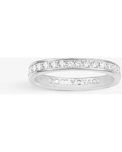 Apm Monaco Dainty Sterling- And Pavé Zirconia Ring - White