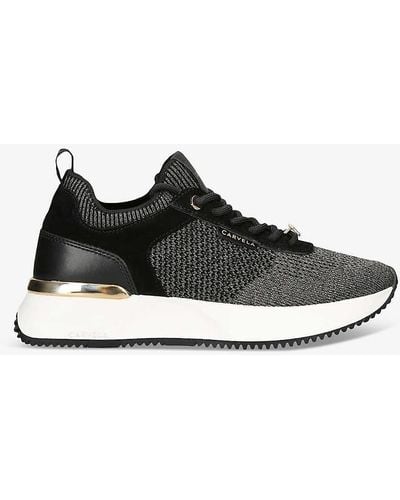 Carvela Kurt Geiger Flare Contrast-sole Mesh And Suede Low-top Trainers - Black