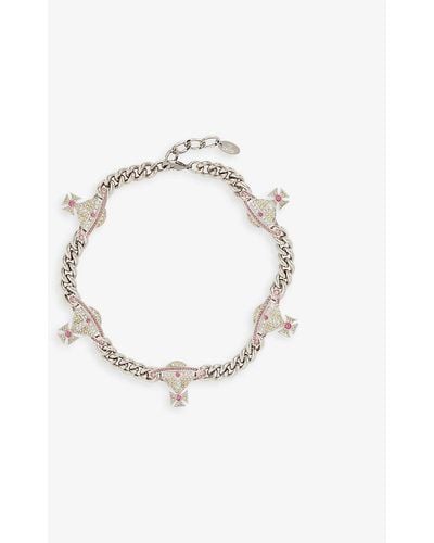 Vivienne Westwood Kika Brass And Cubic Zirconia Choker Necklace - White